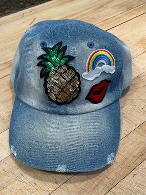 The Accessory Collective Light Blue Denim Cap with Royal Blue Trim